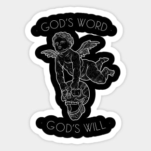 God’s word god’s will angel skull quote design Sticker